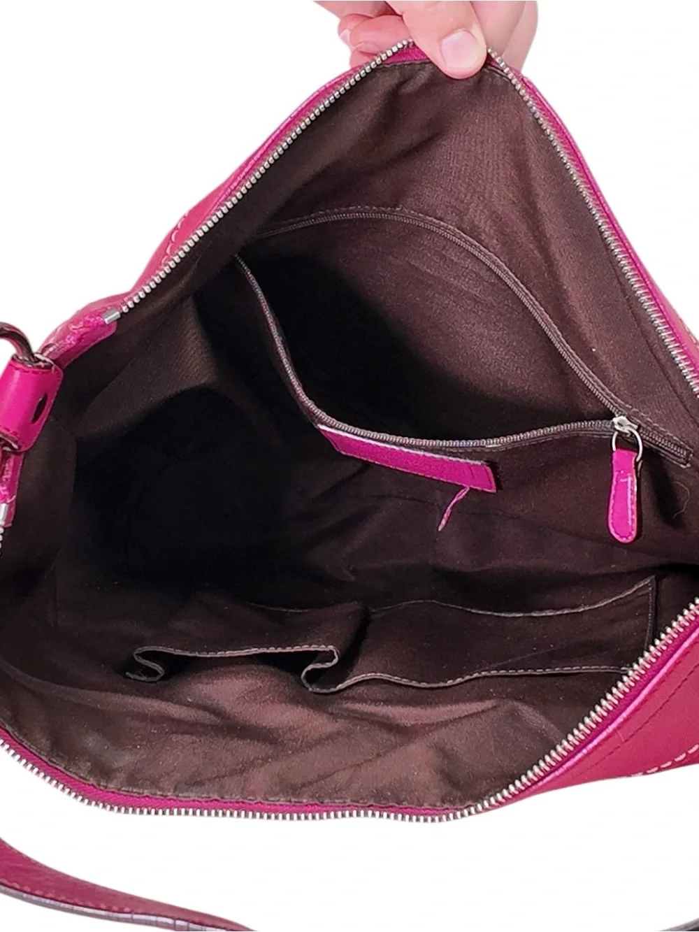 2009 Coach SoHo Pleated Leather Hobo Shoulder Bag Hot Pink Buckle F13731 Purse